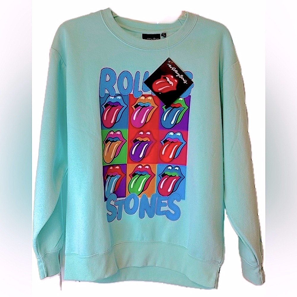 Rolling Stones mint green Andy Warhol style graphic sweatshirt